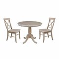 International Concepts Round Dining Table, 36 in W X 48 in L X 29 in H, Wood, Washed Gray Taupe K09-36RXT-C613-2